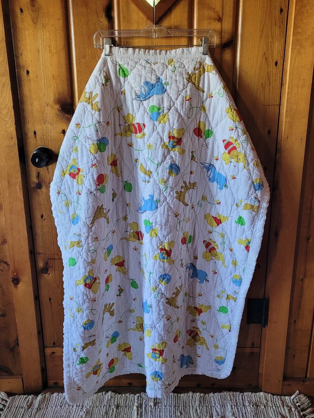 Vtg Winnie The Pooh Quilt Comforter Blanket Piglet Heffabee Eeyore Roo Balloons